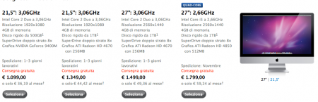 nuovi iMac tabella prezzi (clicca per ingrandire)