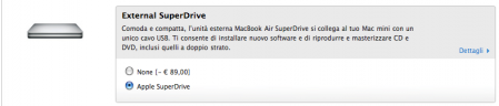 Opzione Superdrive esterno del MacBook Air