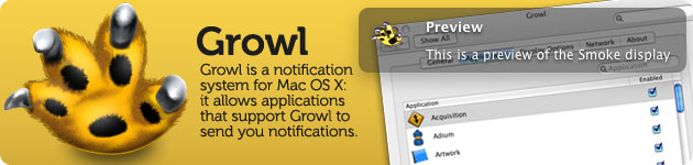 growl sistema di notifica integrato in osx e compatibile con molte applicazioni