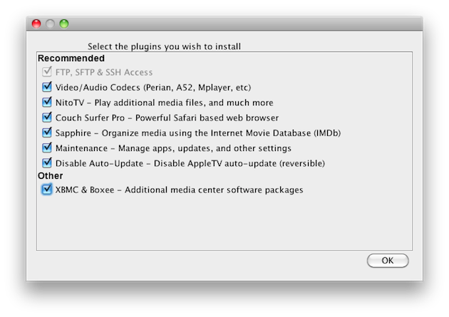componenti da installare con atv flash per sbloccare la Apple TV