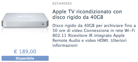 Apple TV ricondizionata da 40GB in offerta ora disponibile