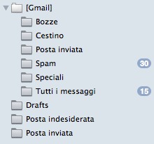 caselle di gmail ben organizzate in apple mail 