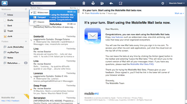 mobileme mail beta