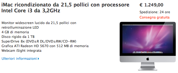 iMac 21,5 core i3 offerta