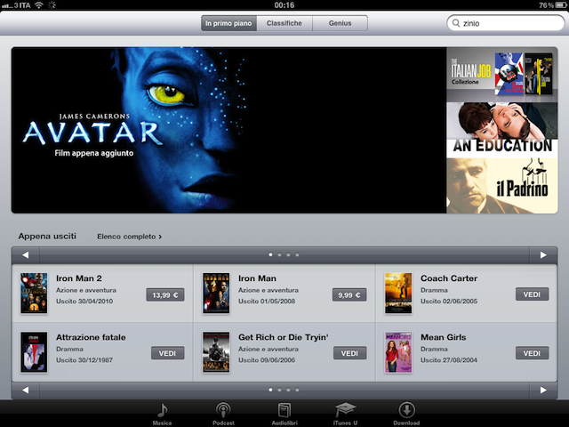 iTunes Movie Store iPad