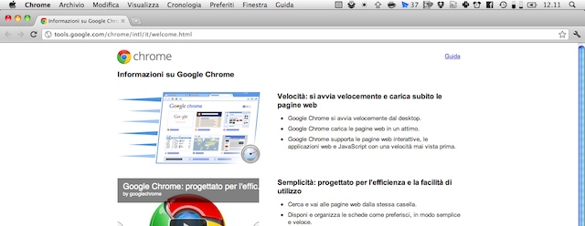Screenshot di Google Chrome Canary in azione