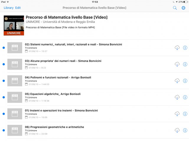 Matematica di Base Unimore iTunes U